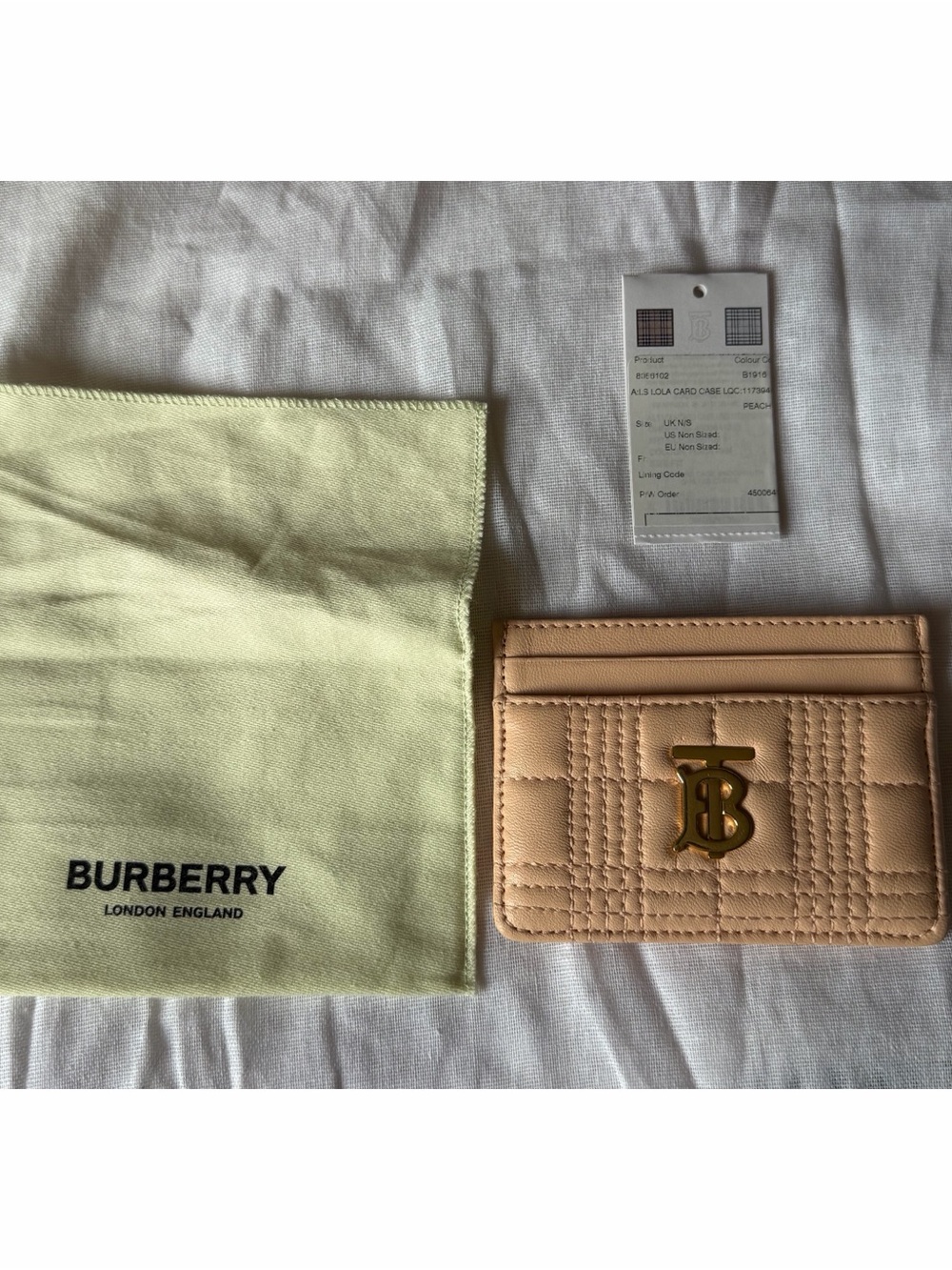 Burberry Lola Quilted Card Holder in Peach